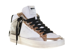  SK8 MID<br>Cuir Blanc Or